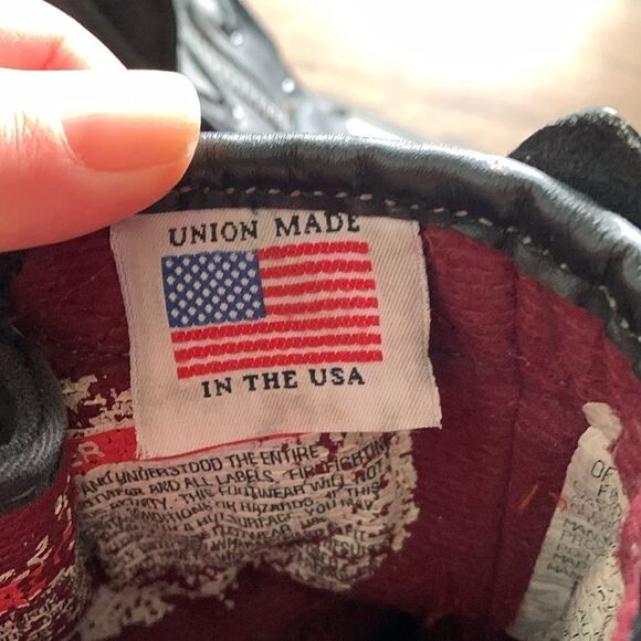 Vibram RRO black leather hard core steel toe boots Union made USA woman’s 7 - Picture 11 of 13